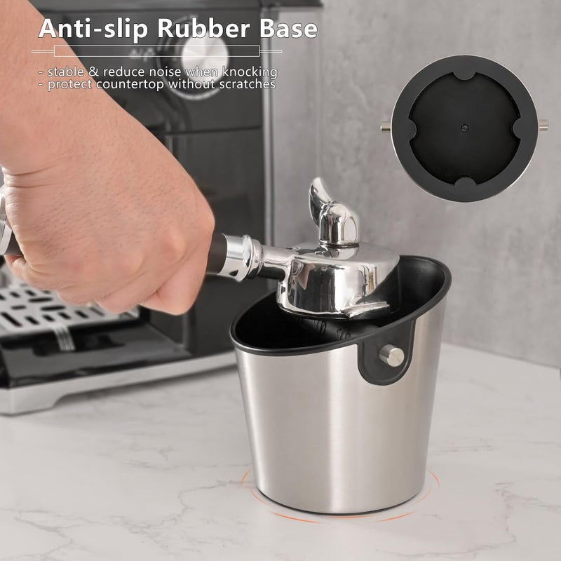 CAFEMASY Espresso Knock Box Barista-Tools - Mini Size Stainless Steel Coffee Puck Disposal Knock Box Espresso Machine Accessories Knock Out Box Container Dump Bin - Image 4