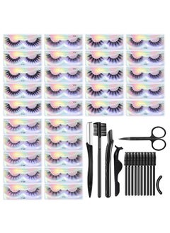 MAGEFY Lashes 30 Pairs 6 Styles Faux Mink Eyelashes, Fake Eyelashes Natural Look To Dramatic Volume False Lashes, 3D Lashes Pack With Eyebrow Grooming Kit  - Image 1