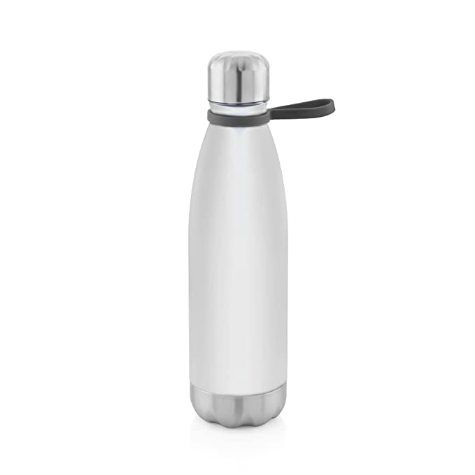 MARU Stainless Steel Water Bottle | Single Walled Stylish Water Bottle with Cleaning Brush- 700ml (White + Black) - Image 2