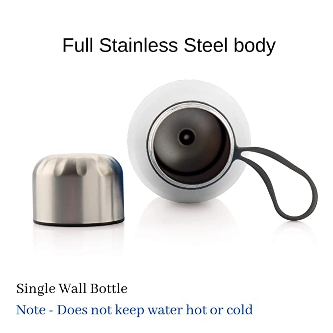 MARU Stainless Steel Water Bottle | Single Walled Stylish Water Bottle with Cleaning Brush- 700ml (White + Black) - Image 4