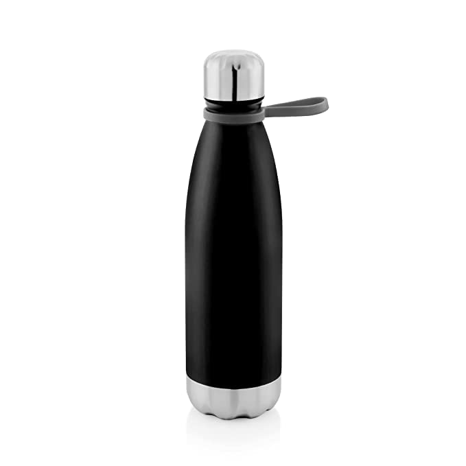 MARU Stainless Steel Water Bottle | Single Walled Stylish Water Bottle with Cleaning Brush- 700ml (White + Black) - Image 3