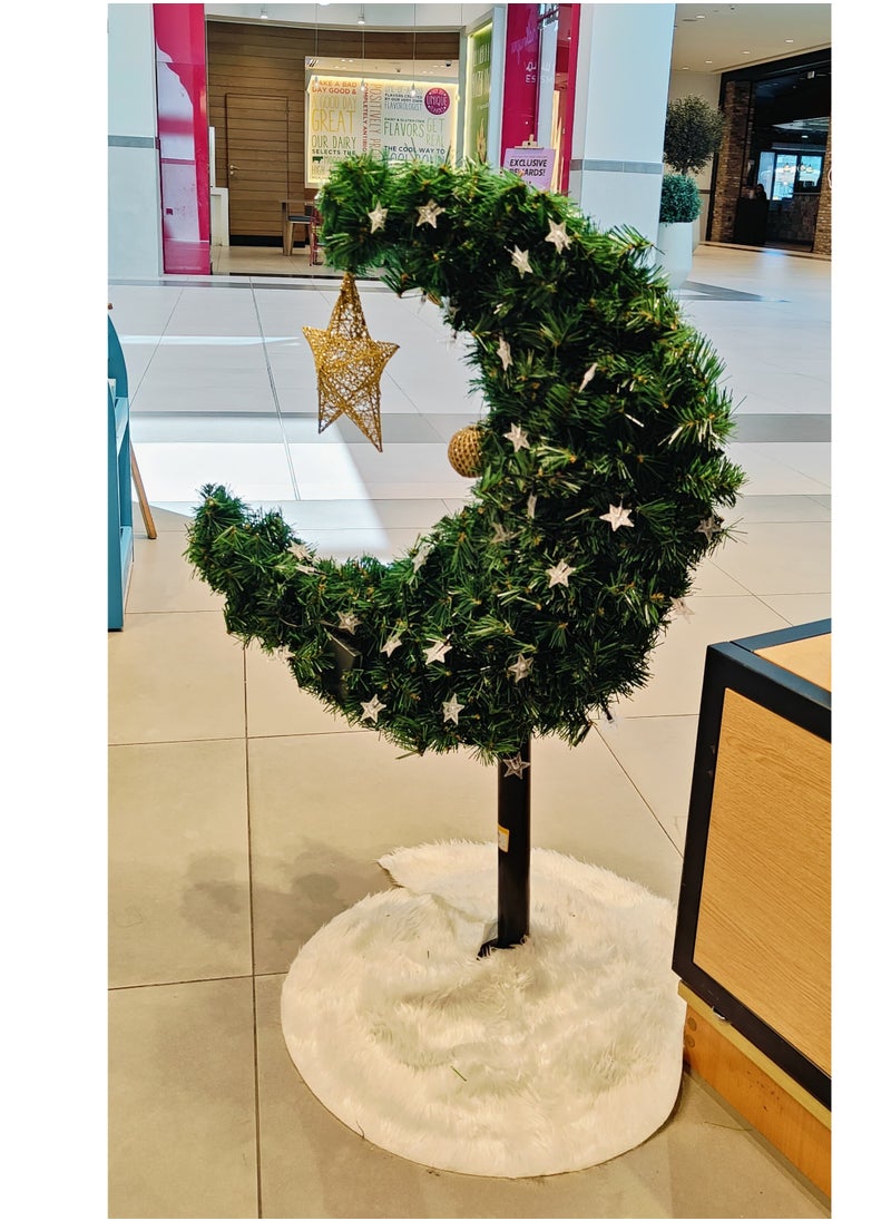 Homesmiths Homesmiths Ramadan Crescent Moon Tree Green Color 90cm with 60 string Lights Battery Operated, 8 Balls, Star & Bow  - Image 5