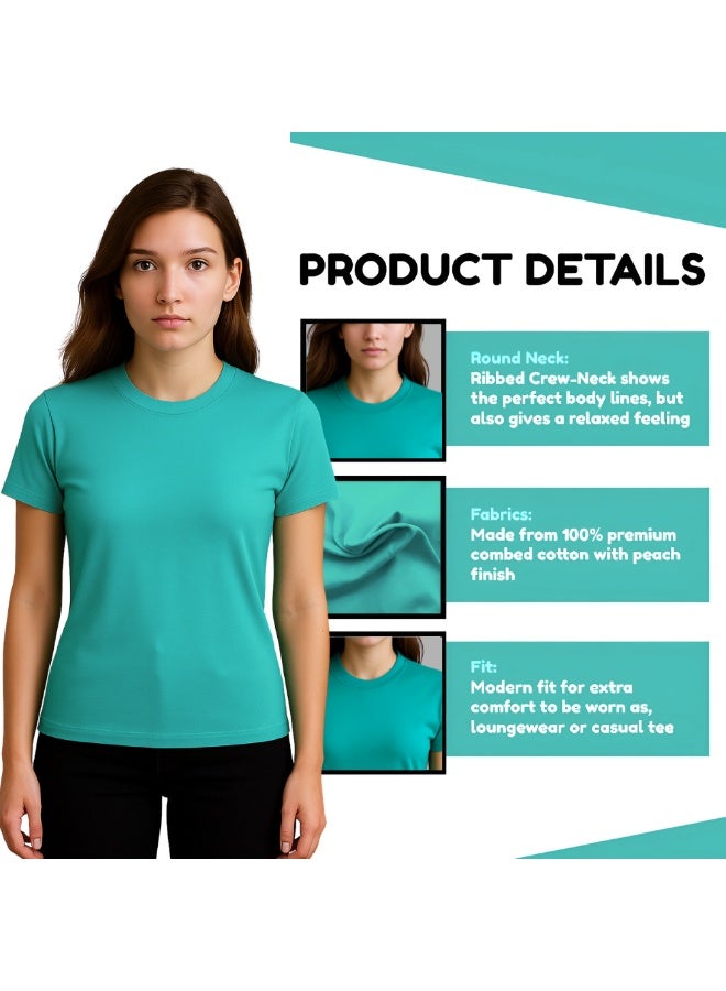 برينت شوب فور مي تي شيرت نسائي ممشط برقبة مستديرة للبالغين، 190 جرام لكل متر مربع، قطن خالص، ألوان أساسية - Image 3