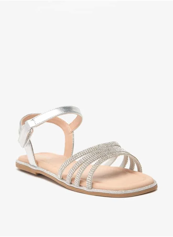 جونيورز Girls Embellished Sandals with Hook and Loop Closure Ramadan Collection