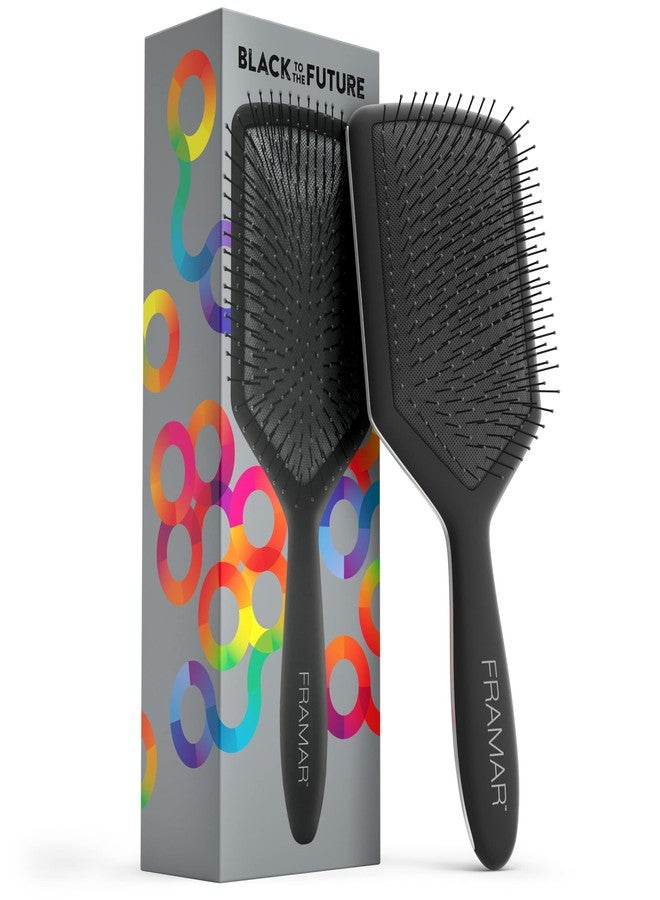 FRAMAR Black Paddle Hair Brush For Women - Wet Paddle Brush Detangler For Thick Hair Brushes For Women, Hairbrush - Reduces Breakage - Image 1
