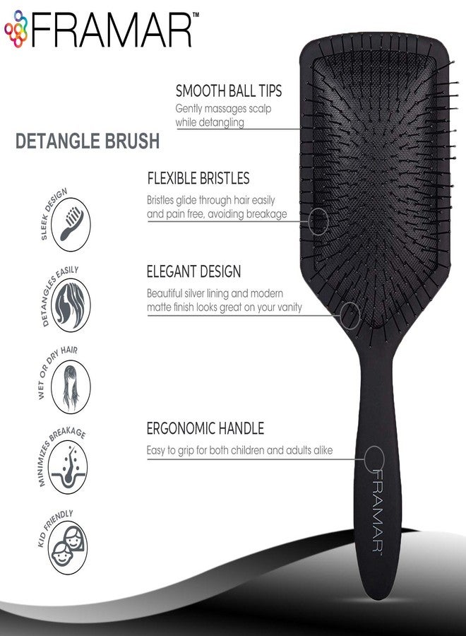 FRAMAR Black Paddle Hair Brush For Women - Wet Paddle Brush Detangler For Thick Hair Brushes For Women, Hairbrush - Reduces Breakage - Image 3