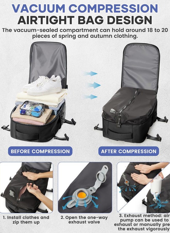 BOXSAM Vacuum Travel Backpack with Pump for Women, Black, LARGE(AIR PUMP INCLUDED), Minimalist - Image 2
