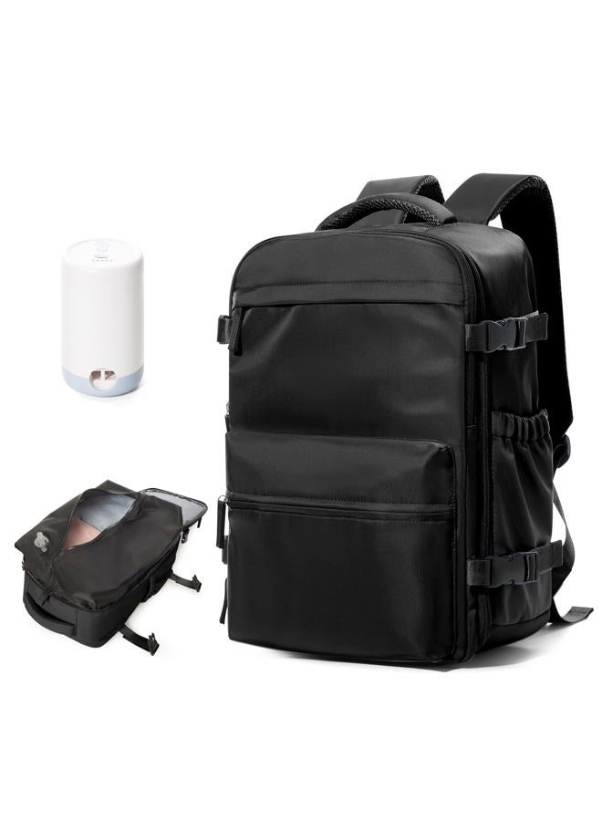 BOXSAM Vacuum Travel Backpack with Pump for Women, Black, LARGE(AIR PUMP INCLUDED), Minimalist - Image 1
