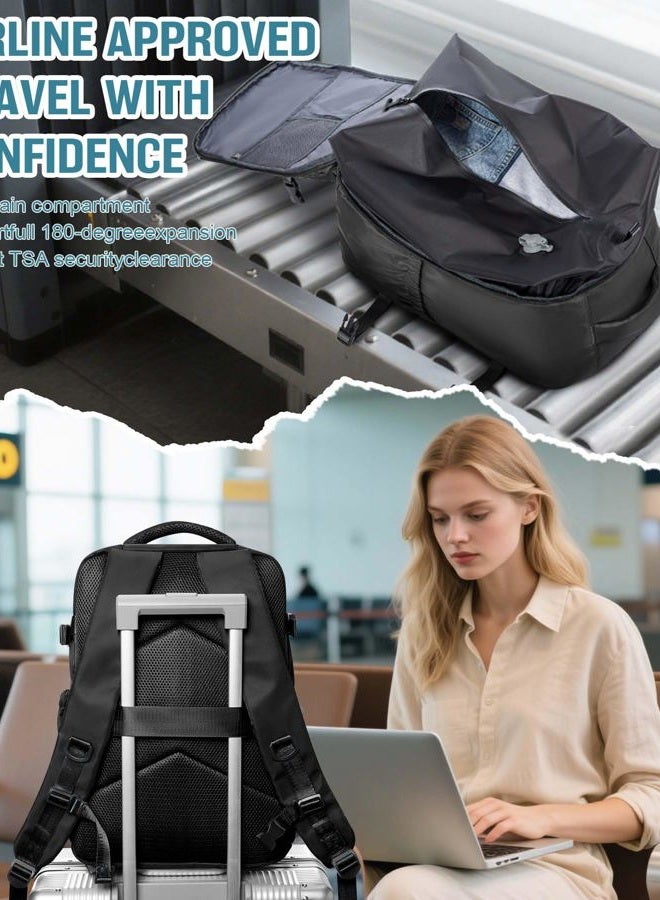 BOXSAM Vacuum Travel Backpack with Pump for Women, Black, LARGE(AIR PUMP INCLUDED), Minimalist - Image 3