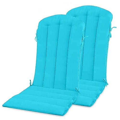YEFU Adirondack Chair Cushion, Thin Rocking Chair Cushions with Straps Set of 2, Folding Patio Chair Pad for Indoor and Outdoor, 19.7x18.9x1.5 Inch, Aruba - Image 1
