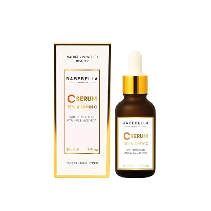 Babebella Cosmetics Vitamin C Serum with Ferulic Acid, Vitamin E, Aloe Vera & Hyaluronic Acid for Youthful Glow, Brightening and Anti-Aging Facial Serum for Even Skin Tone, Hydration & Firmness, 30ml - Image 1