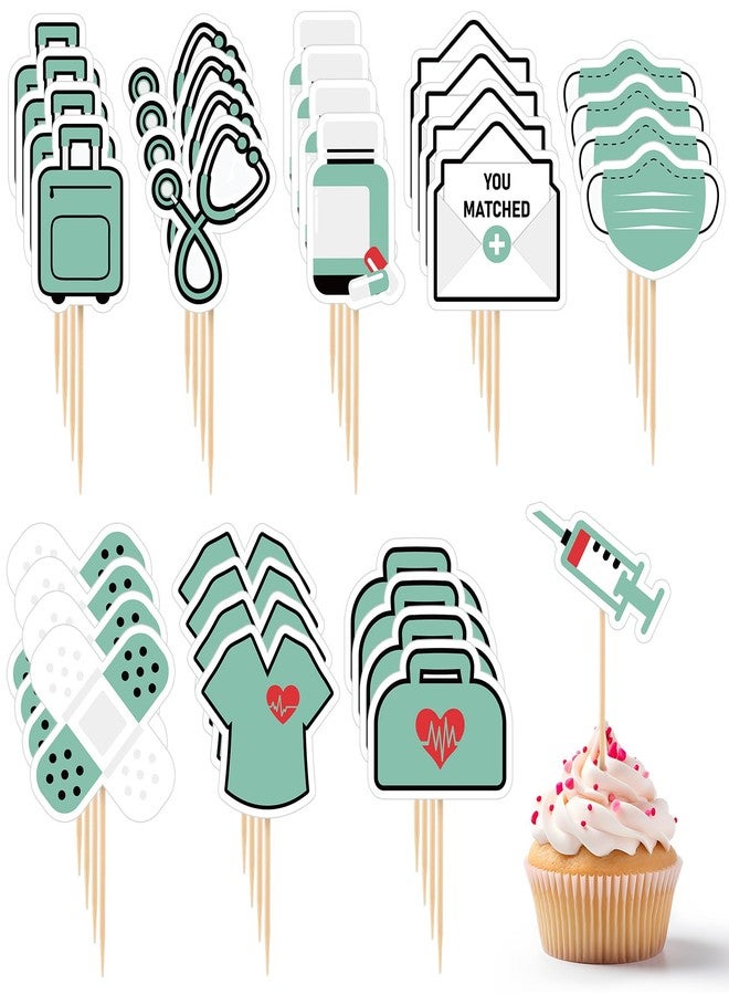 Epakh 36 Pcs Residency Match Day Cupcake Toppers Match Day Residency Decorations Cupcake Picks for Medical Rn Nurse Themed Birthday Party Cake Decorations Supplies - Image 1
