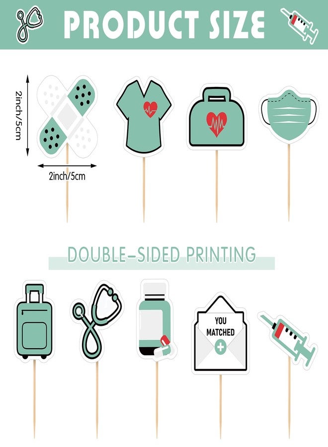 Epakh 36 Pcs Residency Match Day Cupcake Toppers Match Day Residency Decorations Cupcake Picks for Medical Rn Nurse Themed Birthday Party Cake Decorations Supplies - Image 2
