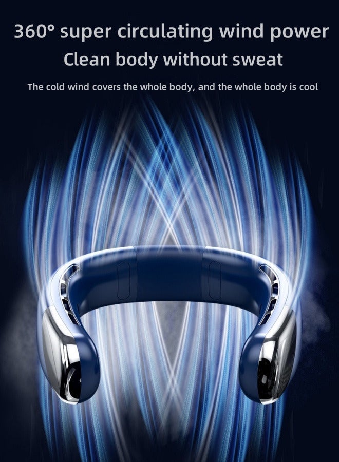 general Neck Fan Portable Rechargeable, 360° Surrounding Strong Wind, Five-Speed Portable Fan with Digital Display of Power（White） - Image 4