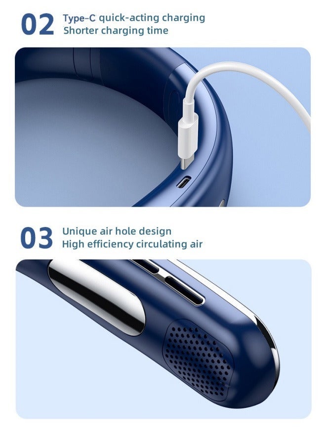 general Neck Fan Portable Rechargeable, 360° Surrounding Strong Wind, Five-Speed Portable Fan with Digital Display of Power（White） - Image 5