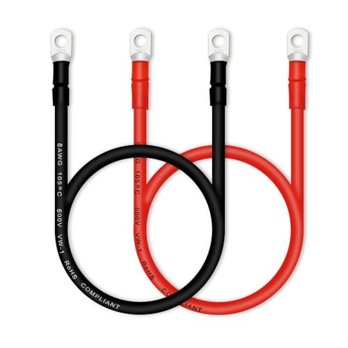 QIATOL 8 AWG Battery Cable With Terminals 2PCS Copper Cables - Image 1