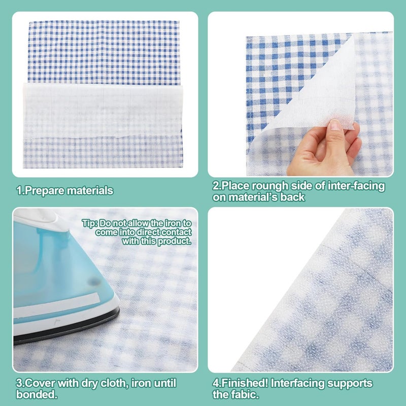 Breling Fusible Interfacing with 2.5 x 2.5 Inches Grid Nonwoven Layout Iron on Polyester/Rayon Lightweight Interfacing for DIY Crafts Supplies(Medium Weight,12 Inches X 10 yd) - Image 3