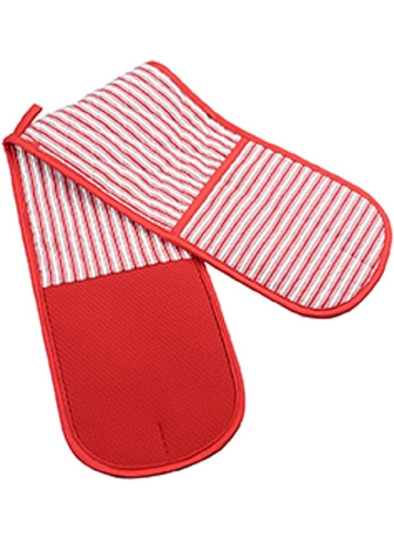 Homesmiths - Stripe Red Double Oven Mitt - Image 1