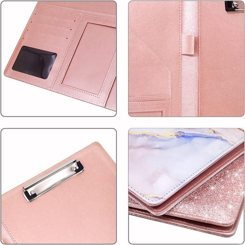 WAVEYU Padfolio Business/Resume Portfolio Folder, Leather Interview Portfolio Business Portfolio Portfolio Organizer with Legal Pad Folder Clipboard,Interview Folder for Men/Women, Colorful Pink - Image 4