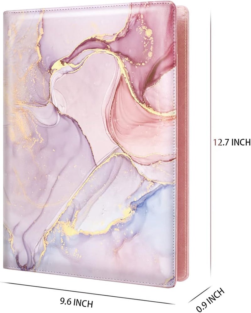 WAVEYU Padfolio Business/Resume Portfolio Folder, Leather Interview Portfolio Business Portfolio Portfolio Organizer with Legal Pad Folder Clipboard,Interview Folder for Men/Women, Colorful Pink - Image 3