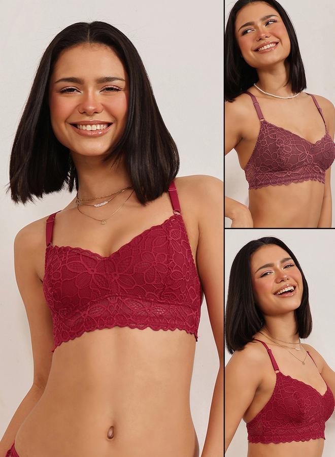 Clovia Set of 2 Non - Padded Non-Wired Full Coverage Bralette - Image 1