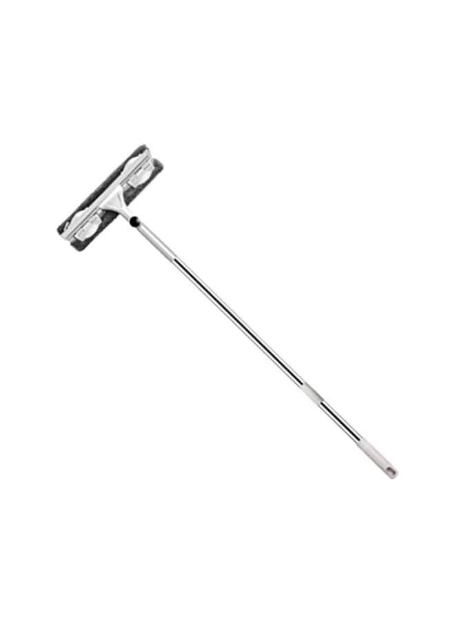 Squeegee Glass Cleaner Telescopic Window Scrubber 2 in 1 Window Cleaning Tool Kit with Long Handle Extension Pole Soft Silicone Strip for Car Shower Glass High Windows 2 Microfiber Pads 140cm