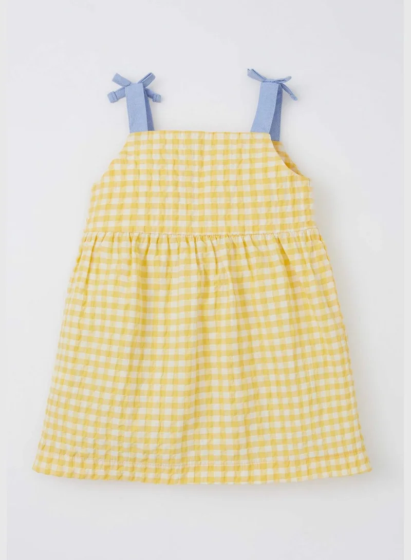 DeFacto Regular Fit Strappy Check Print Poplin Dress