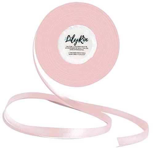 LilyRin Pale Pink Ribbon 1/4 Inches 36 Yards Satin Roll Perfect for Scrapbooking, Art, Wedding, Wreath, Baby Shower, Packing Birthday, Wrapping Christmas - Image 1