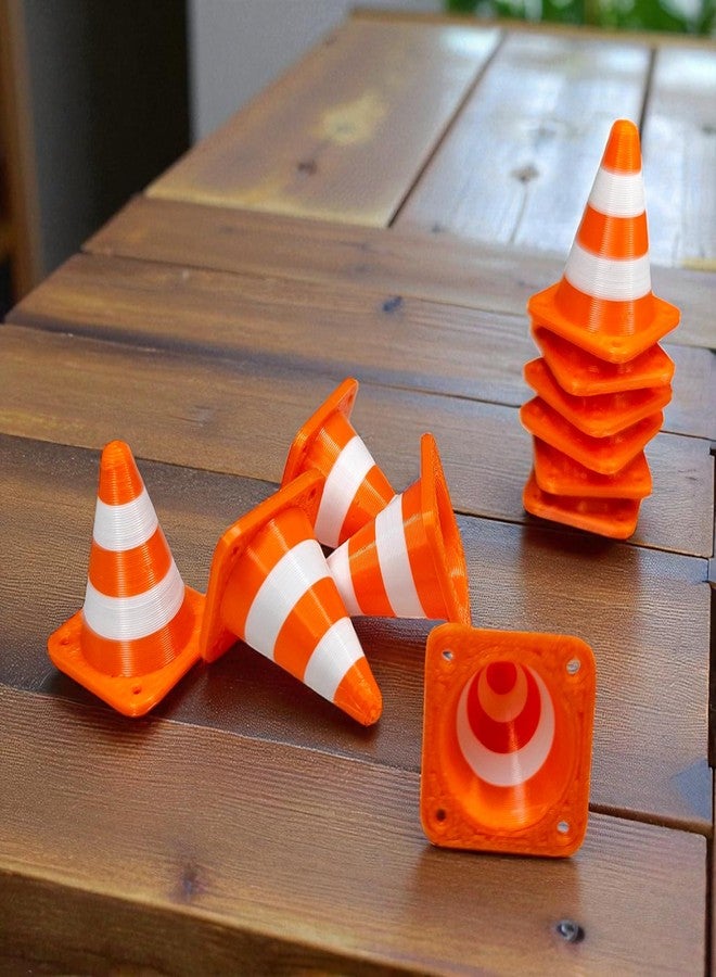 Sentosa Miniature Traffic Cones, Orange with White Strips, Stackable, Pack of 10, 2.5cm Size - Image 1