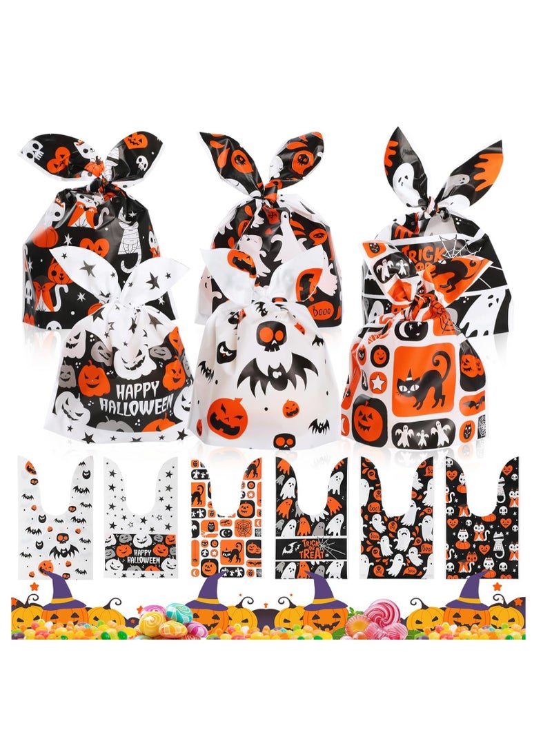 100 PCS Halloween Sweet Bags - 6 Patterns Treat Bags for Party Favor, Candy, Biscuit, Gift, Chocolate - Trick or Treat - Image 1
