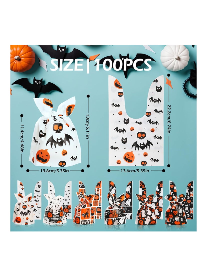 100 PCS Halloween Sweet Bags - 6 Patterns Treat Bags for Party Favor, Candy, Biscuit, Gift, Chocolate - Trick or Treat - Image 2