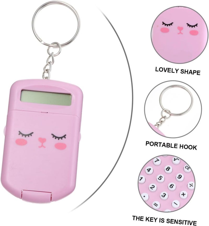 POPETPOP 2pcs Portable Mini Electronic Arithmetic Calculators for Students and Office Use Pink Compact Pocket Calculators with LCD Display Lightweight Basic Exam - Image 3