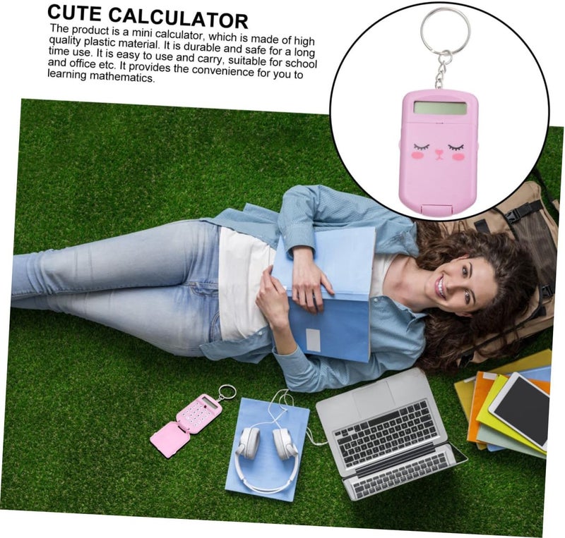POPETPOP 2pcs Portable Mini Electronic Arithmetic Calculators for Students and Office Use Pink Compact Pocket Calculators with LCD Display Lightweight Basic Exam - Image 4