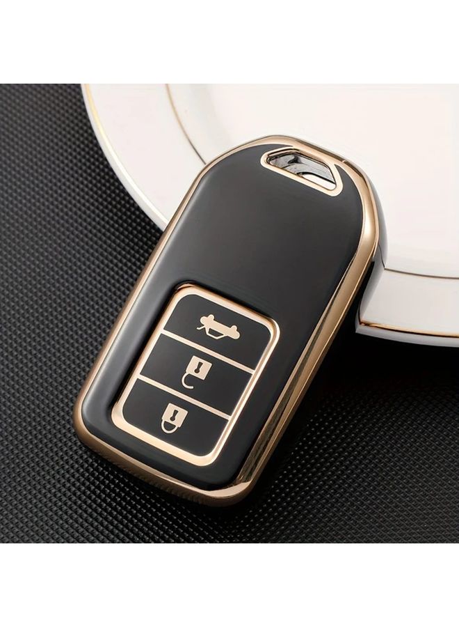 Black Key Fob Cover With Golden Trim Durable TPU Compatible With Civic Accord CRV Perfect Christmas Gift - Image 5