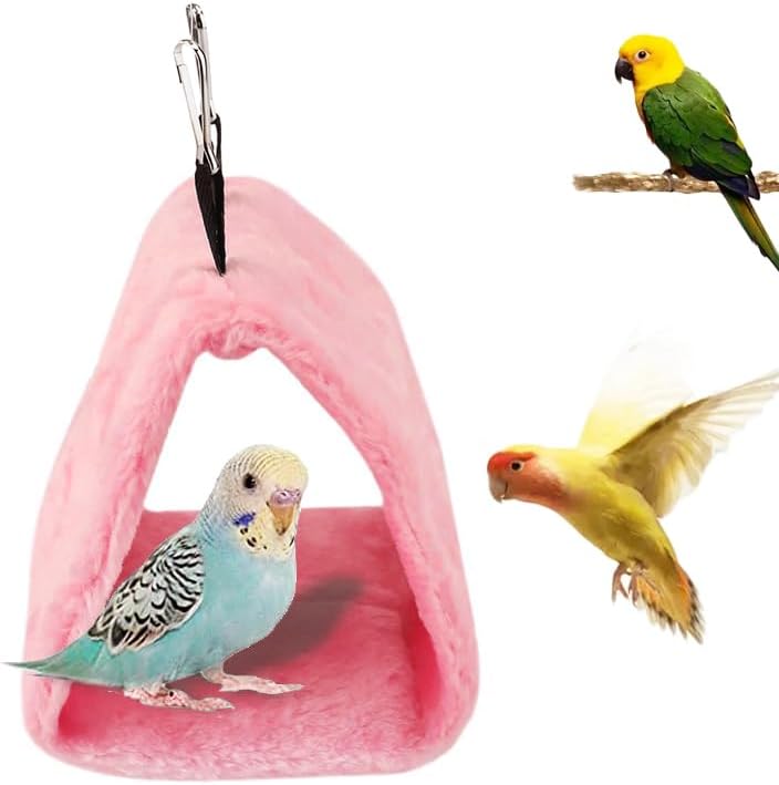 hokable Bird Nest Snuggle Hut Soft Plush Hammock Hanging Cage Tent for Birds Parrot Winter Warm Bed Pet Toy for Hamster Parrot Macaw Budgies Eclectus Parakeet Cockatiels Cockatoo Lovebird (Pink) - Image 1