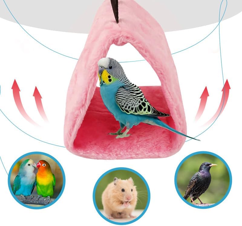 hokable Bird Nest Snuggle Hut Soft Plush Hammock Hanging Cage Tent for Birds Parrot Winter Warm Bed Pet Toy for Hamster Parrot Macaw Budgies Eclectus Parakeet Cockatiels Cockatoo Lovebird (Pink) - Image 2