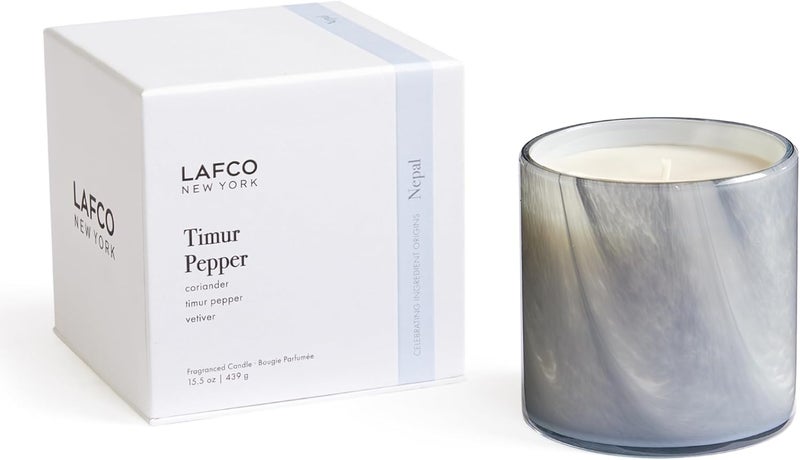 LAFCO New York Signature Candle, Timur Pepper - 15.5 oz - 90-Hour Burn Time - Reusable, Hand Blown Glass Vessel - Made in The USA