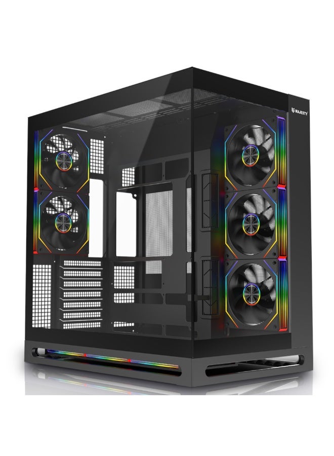 ماجيستي كيس ألعاب ماجيستي فالكون Mid Tower | تبريد 8 مراوح ARGB | دعم لوحات ATX | منفذ Type-C و USB 3.0 | تصميم هاي إند | أسود - Image 1