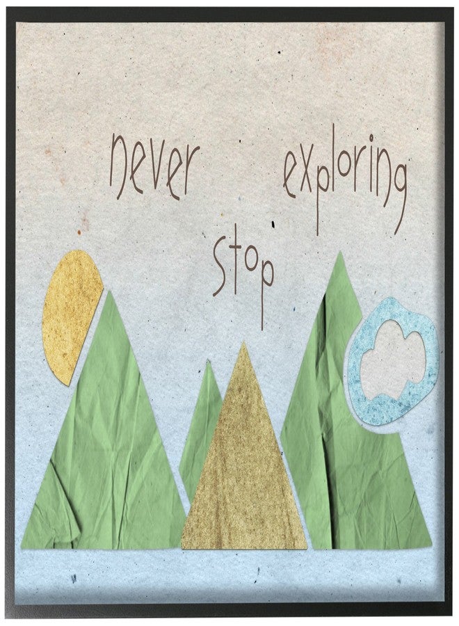 Stupell Industries The Stupell Home Décor Collection Never Stop Exploring Mountain Collage Blue Oversized Framed Giclee Texturized Art 16 x 20 - Image 1