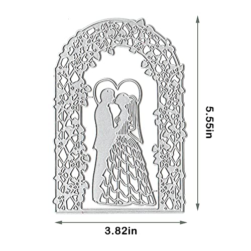 Heureppy Wedding Frame Cutting Dies Couple Background Die Cuts for Card Making, Wedding Card Die Cut Embossing Stencil Template Tool for DIY Scrapbooking Photo Album Card Craft Decoration Supplies - Image 2