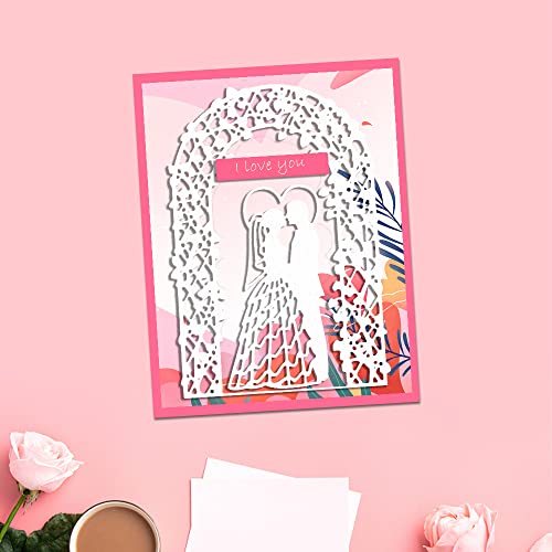 Heureppy Wedding Frame Cutting Dies Couple Background Die Cuts for Card Making, Wedding Card Die Cut Embossing Stencil Template Tool for DIY Scrapbooking Photo Album Card Craft Decoration Supplies - Image 3