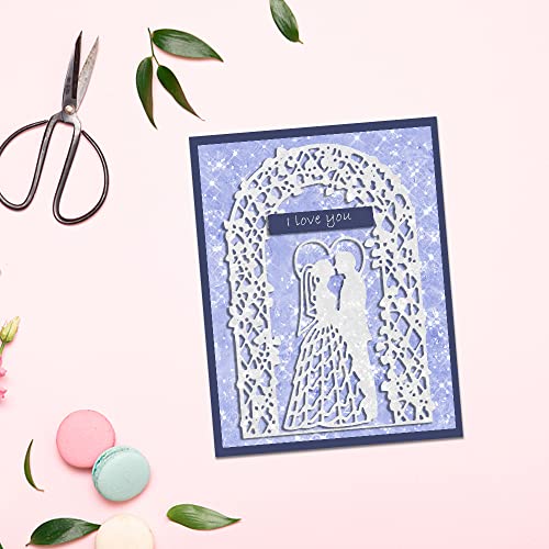 Heureppy Wedding Frame Cutting Dies Couple Background Die Cuts for Card Making, Wedding Card Die Cut Embossing Stencil Template Tool for DIY Scrapbooking Photo Album Card Craft Decoration Supplies - Image 4
