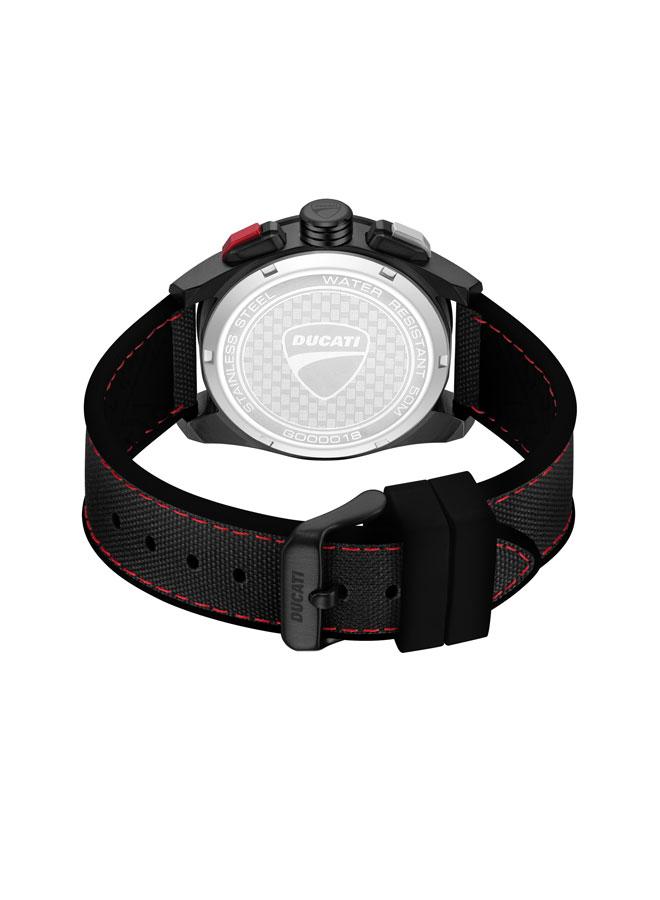 Ducati DT012 Black Dial Black Silicone-Nylon Strap Chronograph Watch for Men - 42mm - Image 3