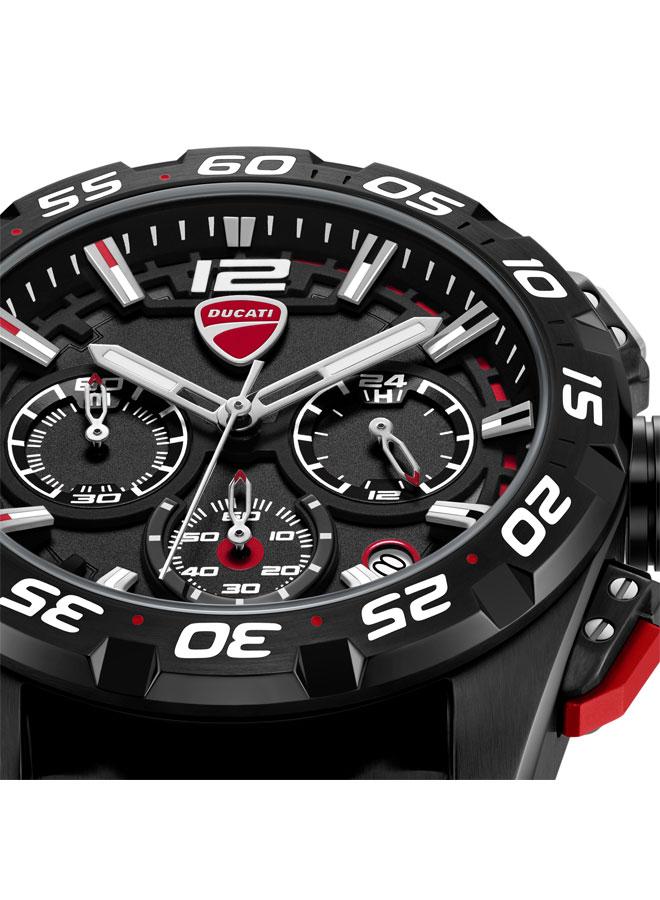 Ducati DT012 Black Dial Black Silicone-Nylon Strap Chronograph Watch for Men - 42mm - Image 4