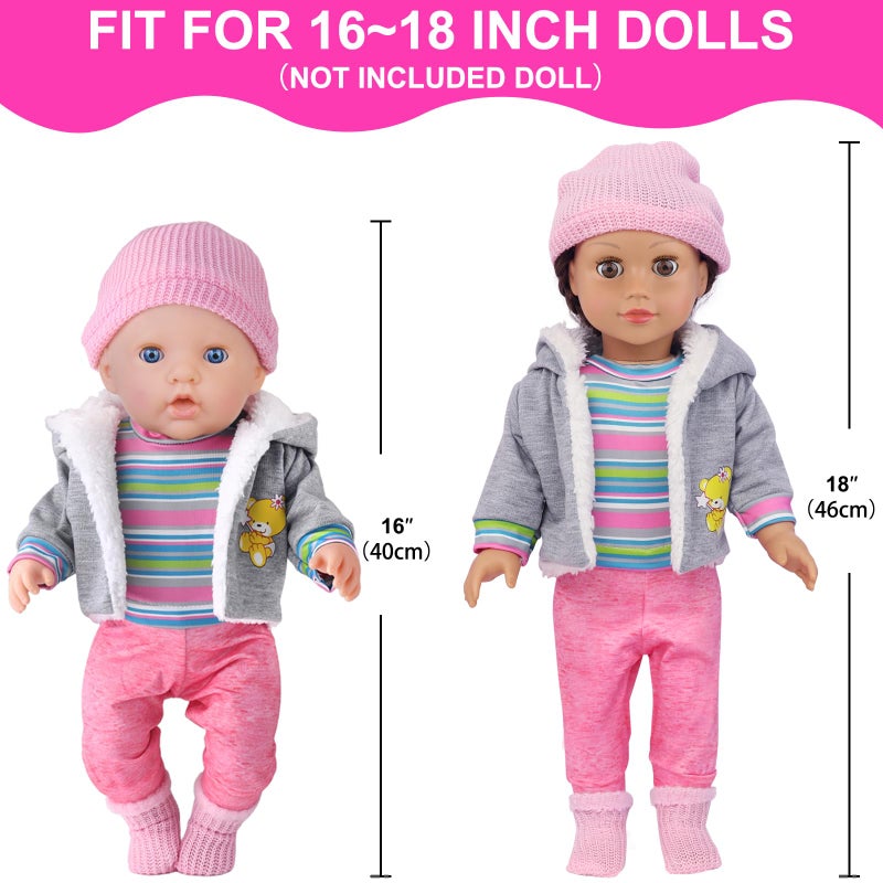UNICORN ELEMENT 9PCS 16-18 Inch Baby Doll Clothes Set - Magic Tape Design Cute Outfits for Baby Dolls with Hat & Socks, 3+ Age Pretend Play Costumes to Boost Creativity (No Doll Included) - Image 3
