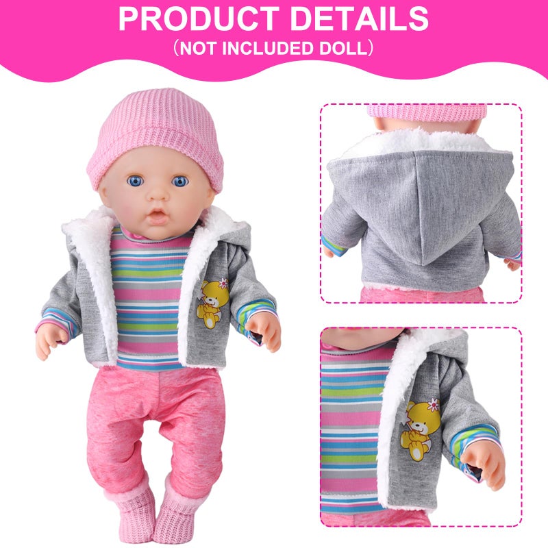 UNICORN ELEMENT 9PCS 16-18 Inch Baby Doll Clothes Set - Magic Tape Design Cute Outfits for Baby Dolls with Hat & Socks, 3+ Age Pretend Play Costumes to Boost Creativity (No Doll Included) - Image 5