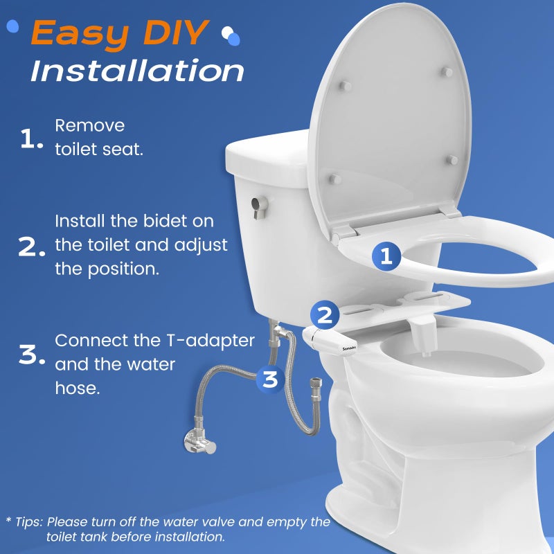 SAMODRA Ultra-Slim Bidet Attachment for Toilet - Self Cleaning Nozzle Hygienic Bidets for Existing Toilets with Adjustable Water Pressure Fresh Water Sprayer - Easy to Install - Image 4