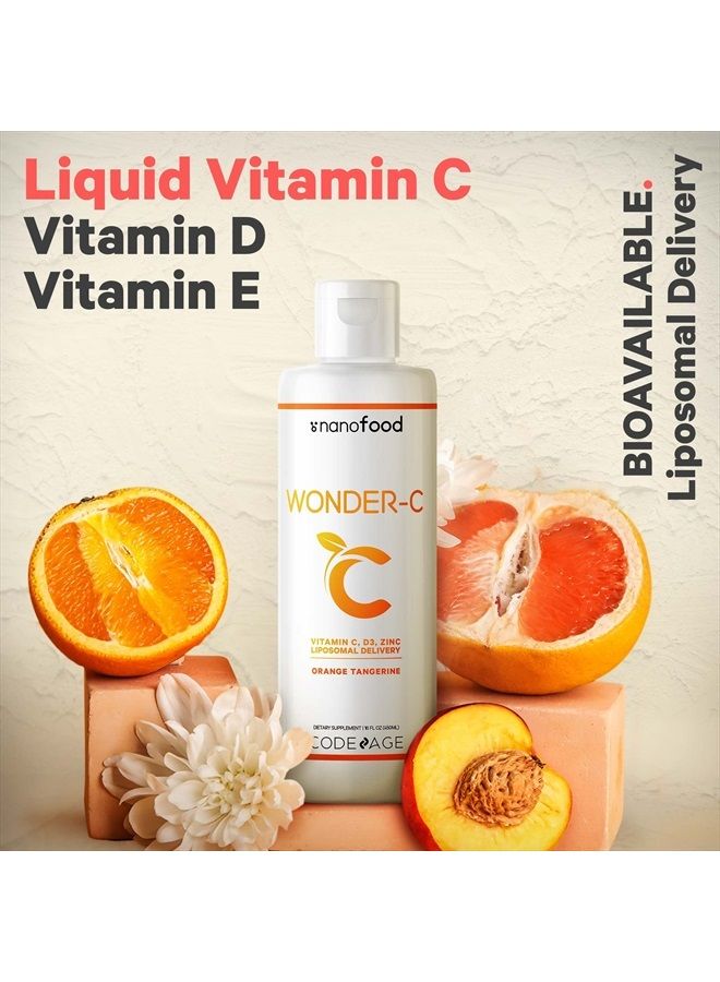 Codeage فيتامين سي السائل 1000 ملغ، فيتامينات د3، هـ وزنك، وردة الورد، كيرسيتين، إشنسا، مكمل فيتامين سي النباتي الليبوزومي، غير معدّل وراثيًا، 16 أونصة سائلة - Image 3