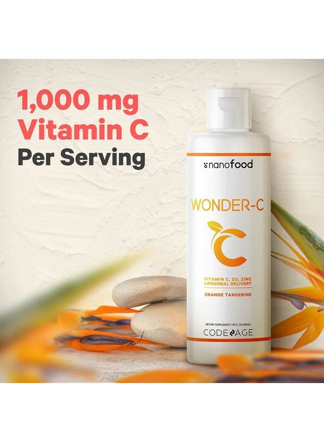 Codeage فيتامين سي السائل 1000 ملغ، فيتامينات د3، هـ وزنك، وردة الورد، كيرسيتين، إشنسا، مكمل فيتامين سي النباتي الليبوزومي، غير معدّل وراثيًا، 16 أونصة سائلة - Image 4