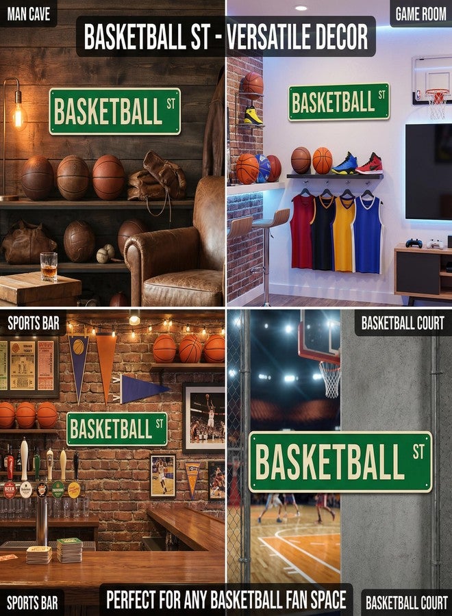 Funnysign Basketball Gifts for Boys Men Vintage Basketball ST Sign for Boys Room Man Cave Basketball Gear Room Court Decor 4×16 Inch (3347) - Image 3